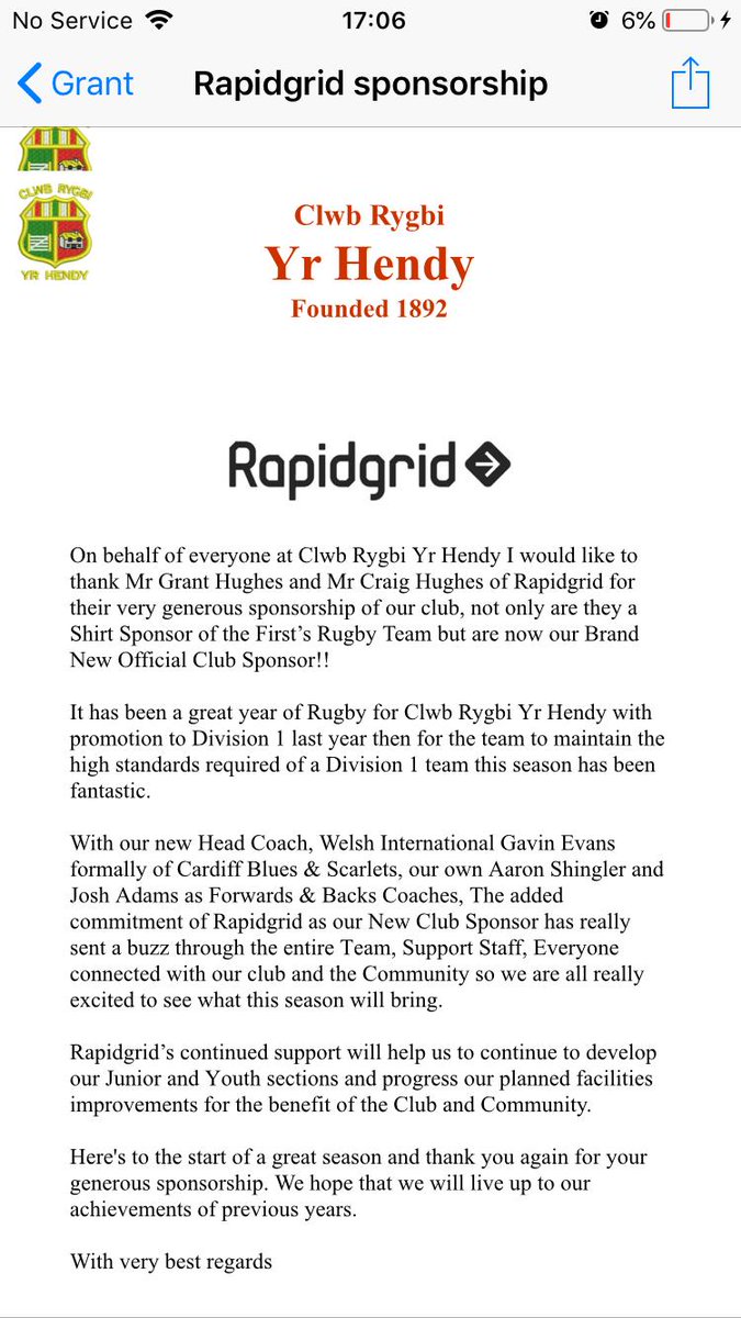 Statement from <a href="/yrhendyrfc/">Clwb Rygbi Yr Hendy</a> on our partnership with the club. #Ymlaen
