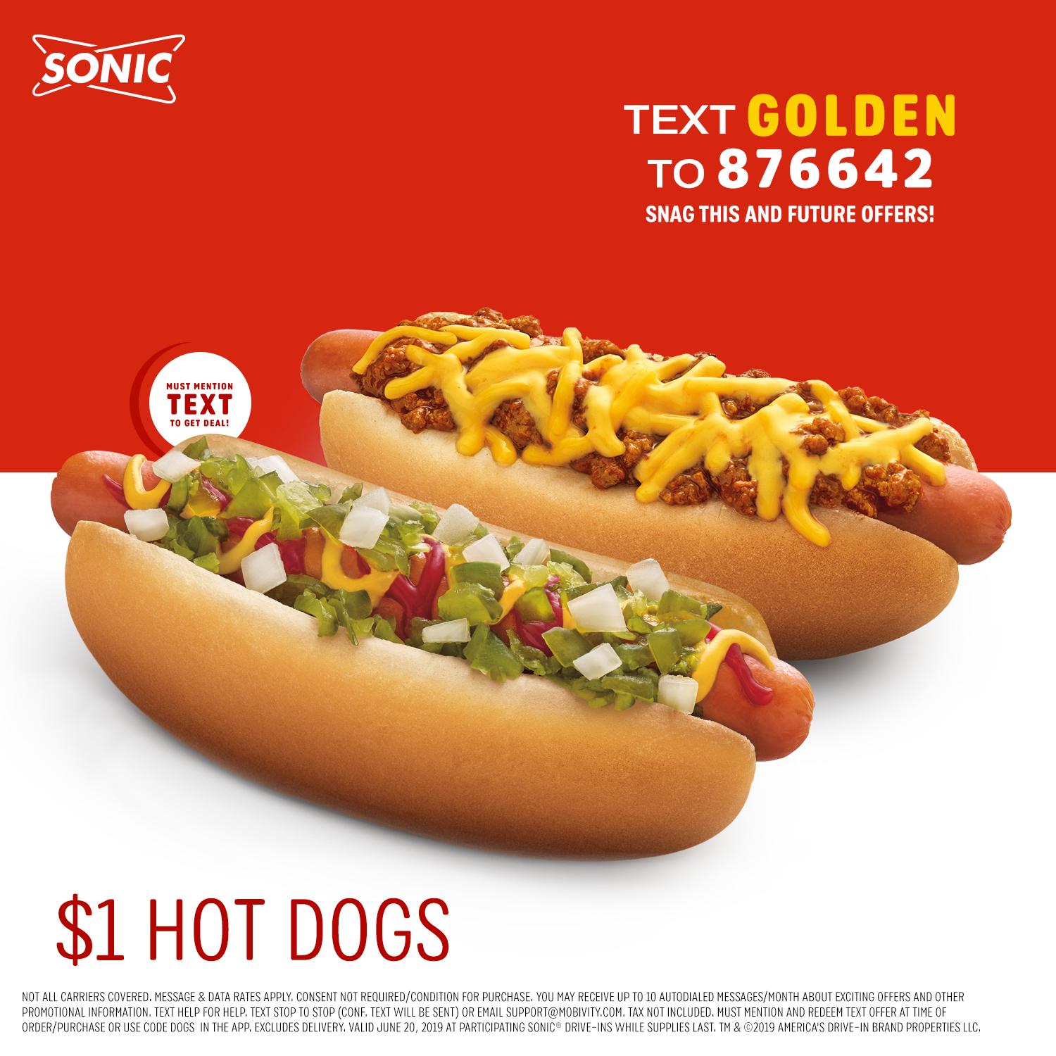 Sonic Drive-In - TODAY ONLY! Get $1 Chili Cheese Coneys ALL DAY