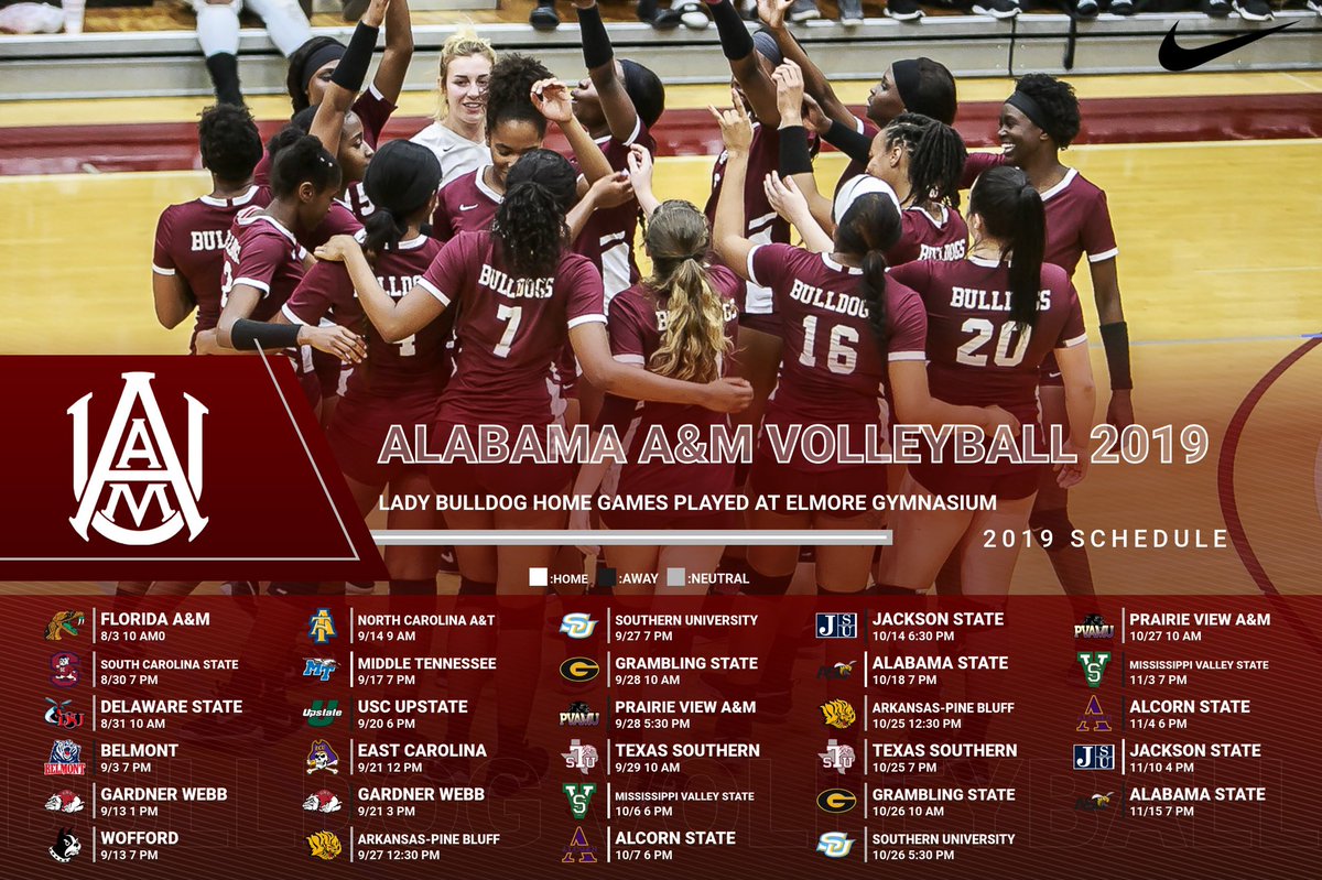 AAMUBulldogs's tweet photo. Full view of our Lady Bulldogs 2019 Volleyball Schedule!!🏐🏐
#aamuathletics
#aamuvolleyball
#OneTeamOneHill
#GoBulldogs https://t.co/q4e4zmiSdK