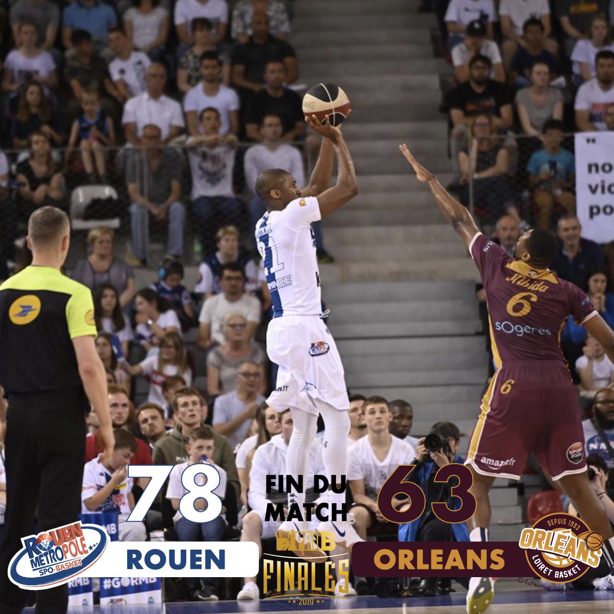 RouenMBasket's tweet photo. LE RMB FAIT TOMBER ORLÉANS AU KINDARENA ! IL Y AURA UNE BELLE DIMANCHE ! 💪🔥

@RouenMBasket 7⃣8⃣ - 6⃣3⃣ @OLB45 

#GORMB #RMBOLB https://t.co/qSUxqTtfYl