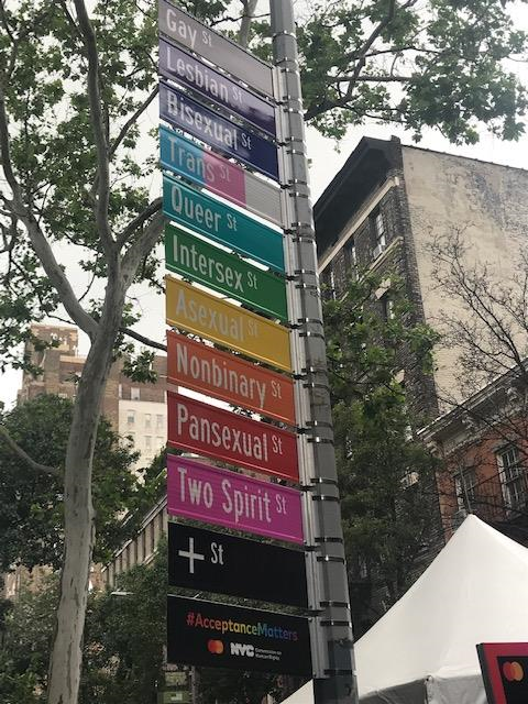 NYPDCommAffairs's tweet photo. Sgt. Martindale of the LGBTQ Outreach Unit attended the street sign dedication "Acceptance Street" brought to us by the NYC Commission on Human Rights &amp; MasterCard at the corner of Gay Street and Christopher Street.  #AcceptanceMatters @NYCCHR @NYPD6thPCT https://t.co/M3Dh9YSmaw