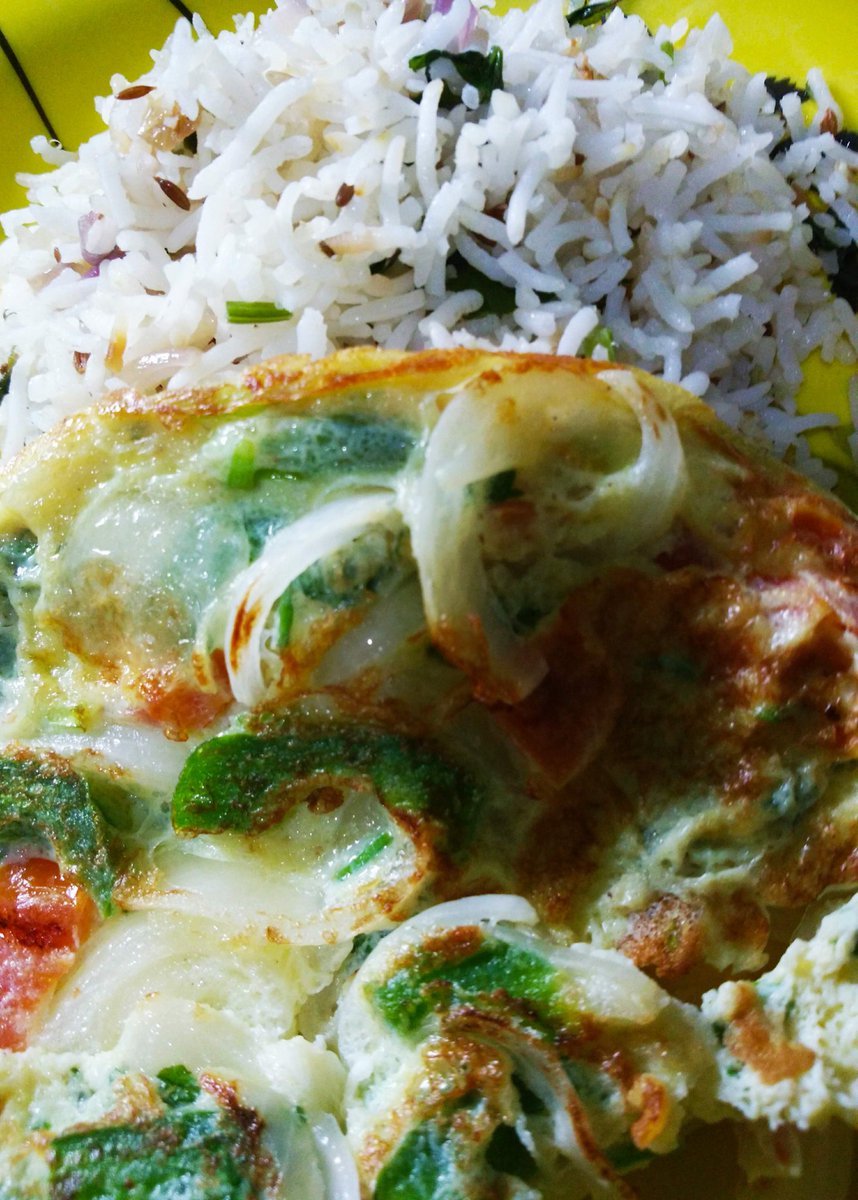 74. Leftover Jeera Rice & Omelette 