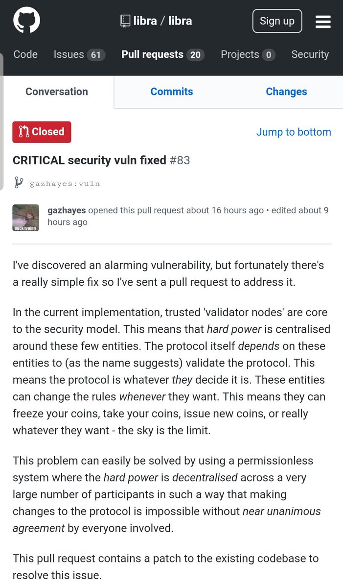 El_Crypt0's tweet image. ⚠️ CRITICAL Security vuln #83
#libra #facebook #crypto
github.com/libra/libra/pu…