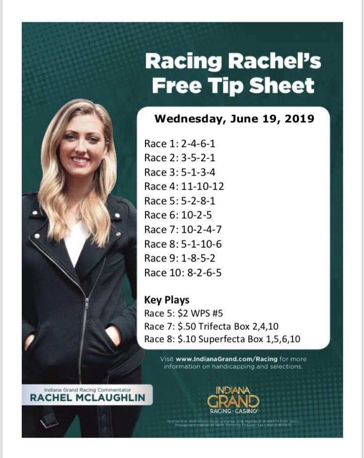 RacingRachelM's tweet photo. Here are my selections for today’s 10 race card @IGRaceCourse #StakesAction Today!
Race 7: Hoosier Breeder Sophomore Stakes (colts/geldings)
Race8: Hoosier Breeder Sophomore Stakes (fillies) https://t.co/VDLoqTOQ5q