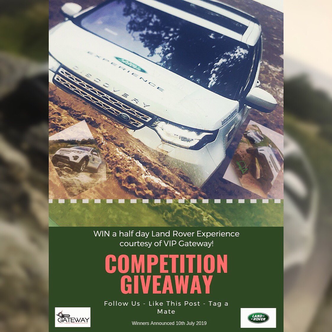 VipGateway's tweet photo. COMPETITION TIME: We are giving away a ‘half-day Land Rover Off-Road experience for 2 lucky people. To enter: Make sure you’re following us on Instagram - Like this post - Then tag a mate. Winners announced on the 10th July 2019. GOOD LUCK!

#VIPGateway #Competition #OffRoad https://t.co/i1JDBF8Nit