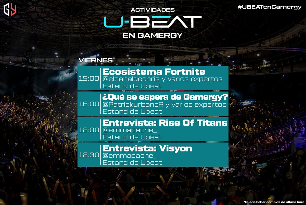 UBEAT's tweet photo. ¡En este hilo, toda la información sobre las mesas redondas y entrevistas que haremos este viernes en el estand de UBEAT en #Gamergy!

Podréis seguir todo el contenido EN DIRECTO en la app y en la web. #UBEATenGamergy https://t.co/LWELWwxpoU