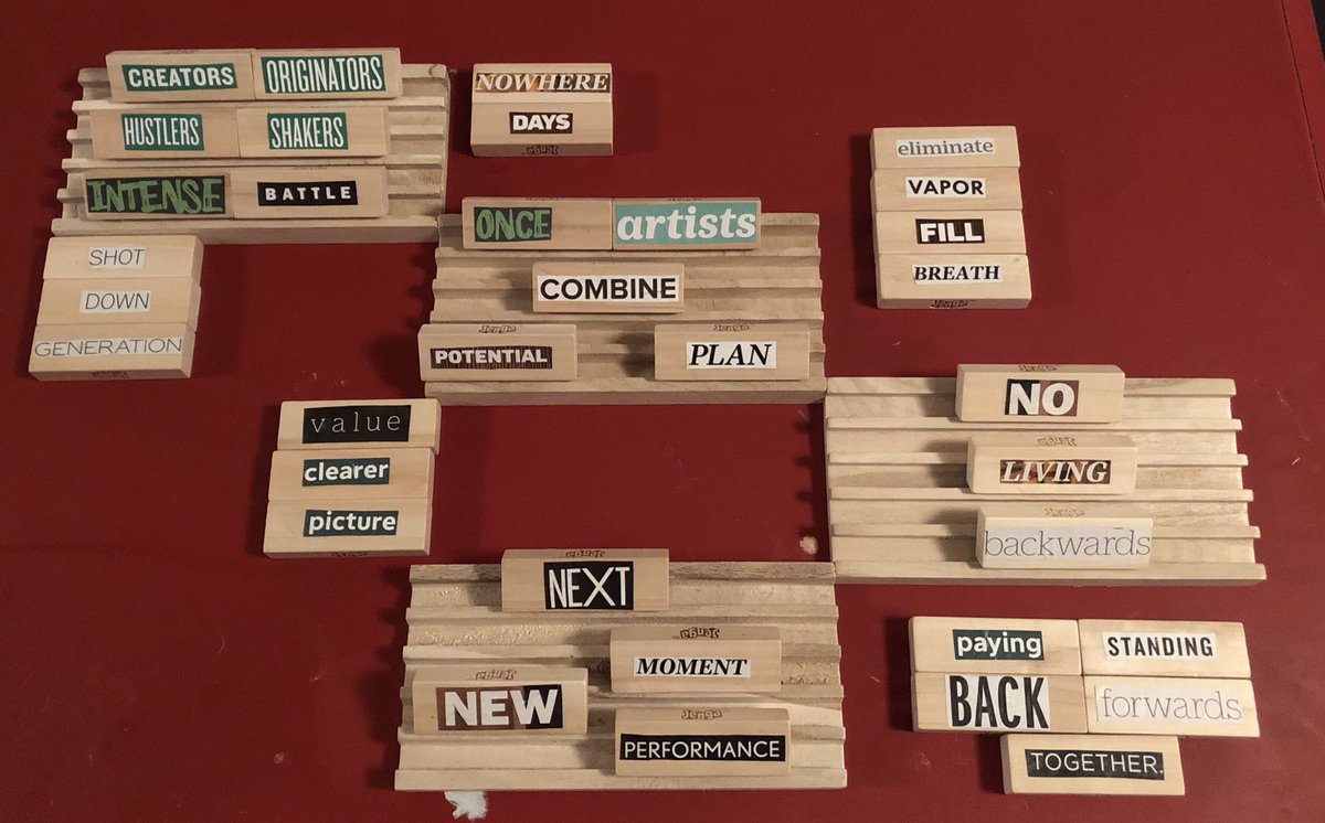PaulWHankins's tweet photo. New Level Poetry with Multiple Entry Points. (Domino Racks Used Here). #BlockheadPoet #BlockheadPoetry #Room407 #THIS407 https://t.co/q2aikYsvdU