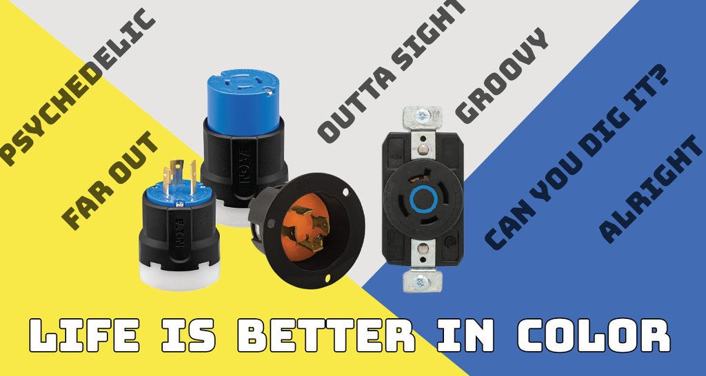 Far out! Groovy! Outta sight! No matter how you say it, we're excited to announce that the color coded receptacles are now in stock! 

#nemacode #IEC #Electricalcode #electricalstuff #electricalsafety #contractortips #worksafer #worksmarter