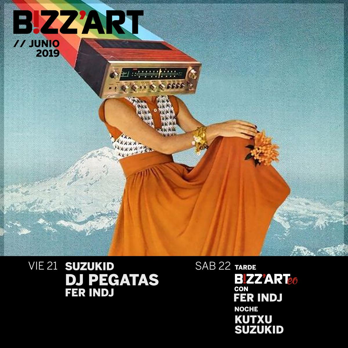 Este fin de semana ven a refrescarte con nosotros en Bizz'art.
Tendremos la mejor música a cargo de nuestros djs Suzukid Dj, Kutxu Dj  y Fer Indj, y un invitado de excepción: desde Barcelona, el gran DJ PEGATAS.