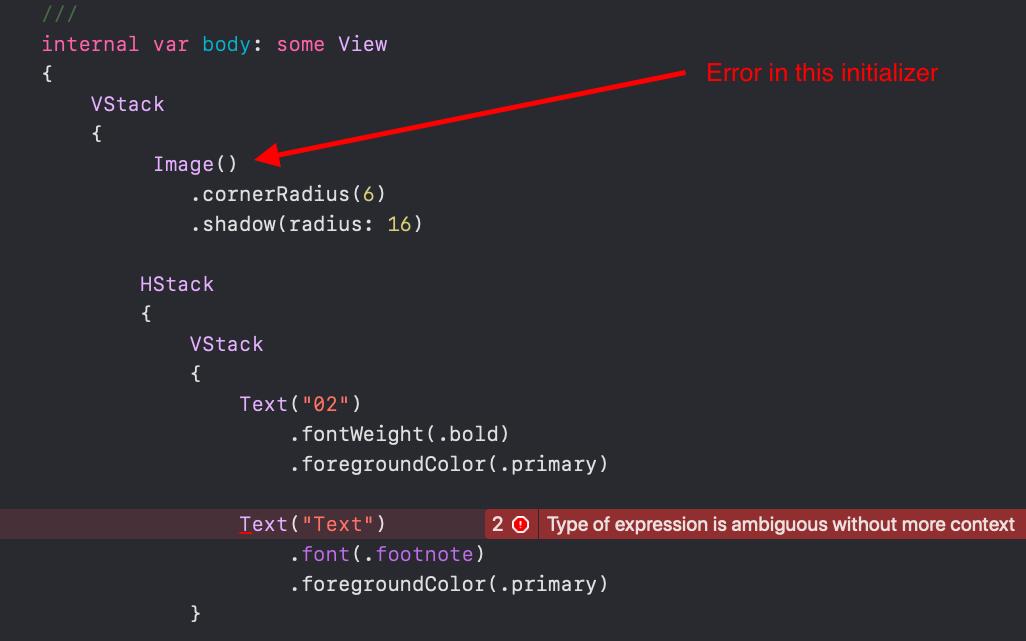 FitoMAD's tweet image. SwiftUI Debug Tips. Error is always in one of the lines above the one Xcode indicates. #SwiftUI #Xcode11 👀