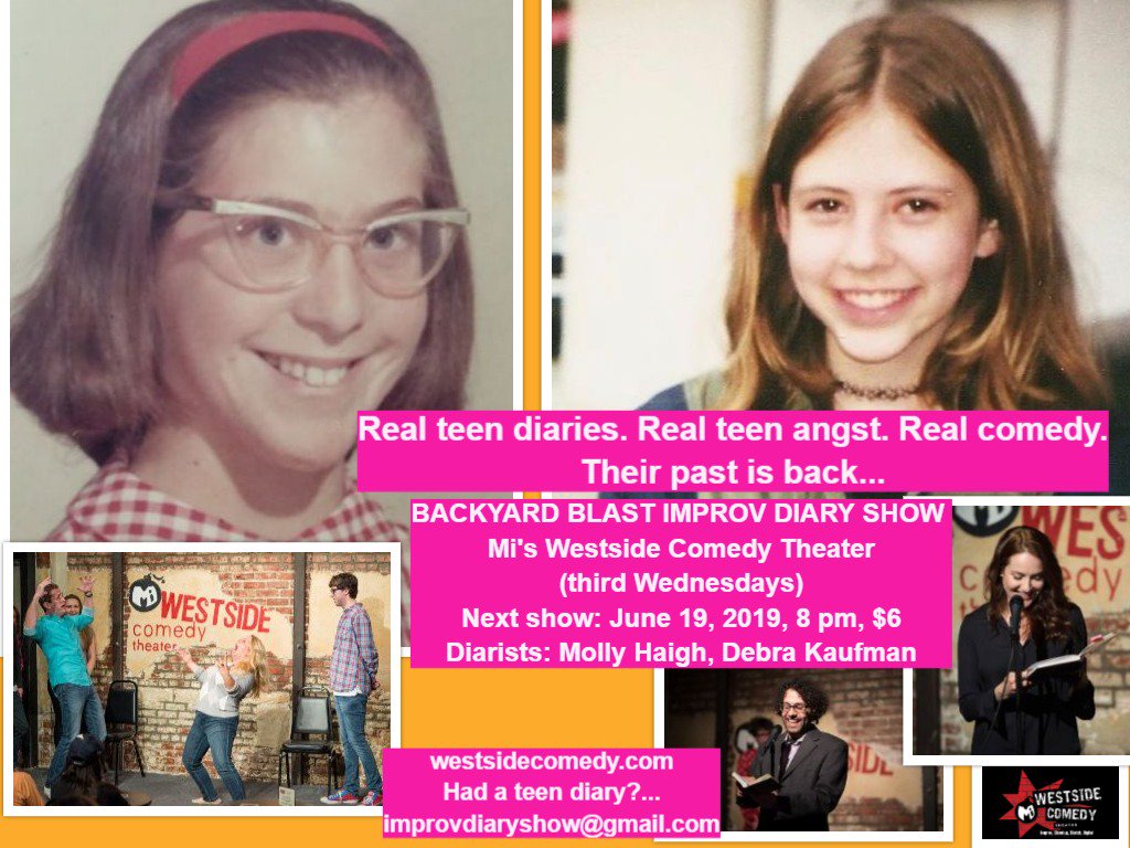 improvdiaryshow's tweet photo. Spice up your week w/hilarity 2nite 8p at #SantaMonica Promenade! Enjoy cocktails, laughs  bravery as 2 diarists read from real teen diaries+ #improv @westsidecomedy in #santamonica https://t.co/aUe1ErAY6K       .@hiddenla .@la_mag .@discoverla .@myeventla #westsidecomedy https://t.co/uXj6Wn1hXh