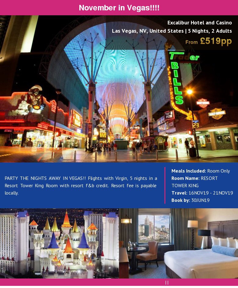 TravelLagoon's tweet photo. Wow - 5 nights in #LasVegas this November - 2 adults flights included ... from just £519 pp .... Tick this one off your Bucket List! DM info https://t.co/sCqzxBJC3H