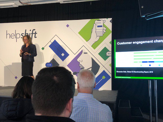 helpshift's tweet photo. "Companies are more focused on optimizing their departmental business metrics instead of organizing around the customer and how they want to communicate." -@kateleggett #HelpshiftLaunch https://t.co/SZG4YzUTke