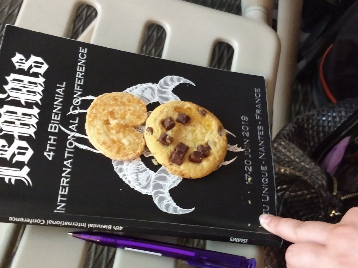 keletkezes's tweet photo. Right, now on to the MOST important discussion at @metalstudies #ISMMS19: soft centred chocchip cookies or palmiers? https://t.co/Wie9EPQxb5