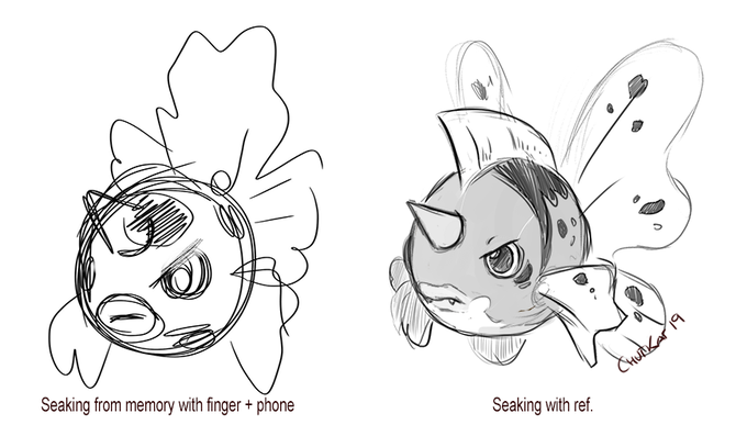 Will go through  the memory pokemon I drew yesterday and draw a proper version.
This is seaking! Which it kinda looks like a goldeen with a fleuran @officialsaylua tail xDD 