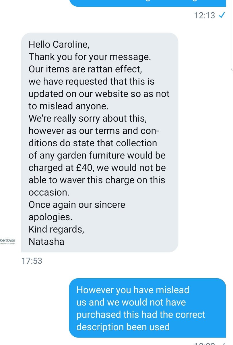 Coffeemonster2's tweet photo. @RobertDyas @BBCWatchdog  @TheoPaphitis acknowledgement of wrong description yet still expect the customer to pay for their mistake#no goodwill#nocustomerfocus https://t.co/h5CjCX2Cco
