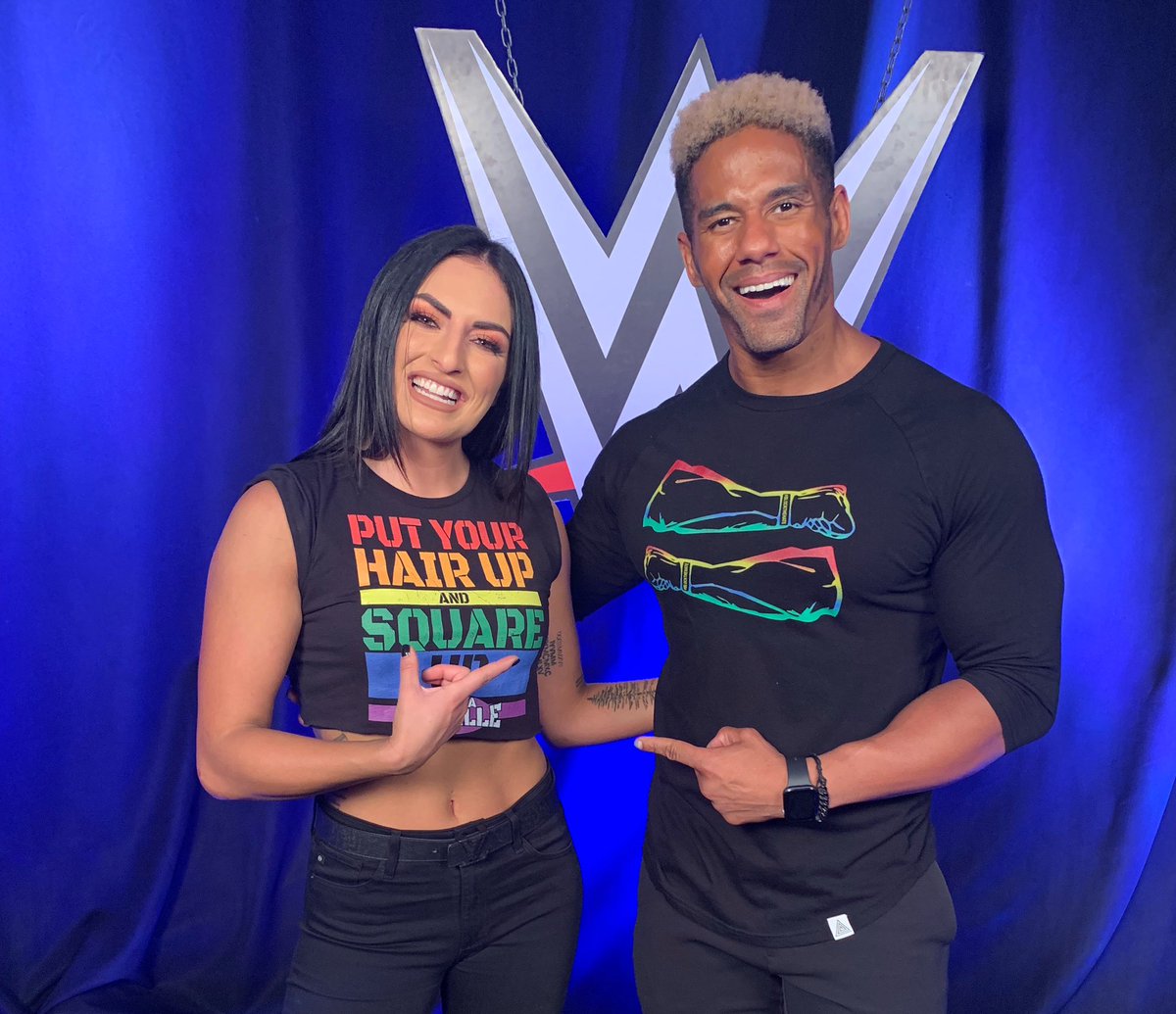 realfredrosser's tweet photo. Representation matters to me so much that’s why I needed to strike a pose w/ my girl @SonyaDevilleWWE because We Fight Hate w/ Love &amp; Pose w/ Pride! Don’t be afraid to show off your true colors &amp; #putyourhairupandsquareup 😘 #blockthehate 📸 @hqclothing #closedfistopenheart @WWE https://t.co/zYOdV7Q8LN