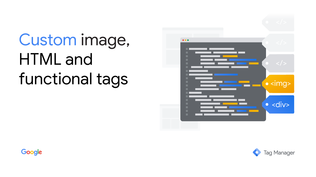 googleanalytics's tweet photo. Tagging helps you easily measure key events on your website. Learn how to build custom tags for images, HTMLs, or functions, with Tag Manager → https://t.co/9uXPG0Gbkq https://t.co/zYS0bMWPgg