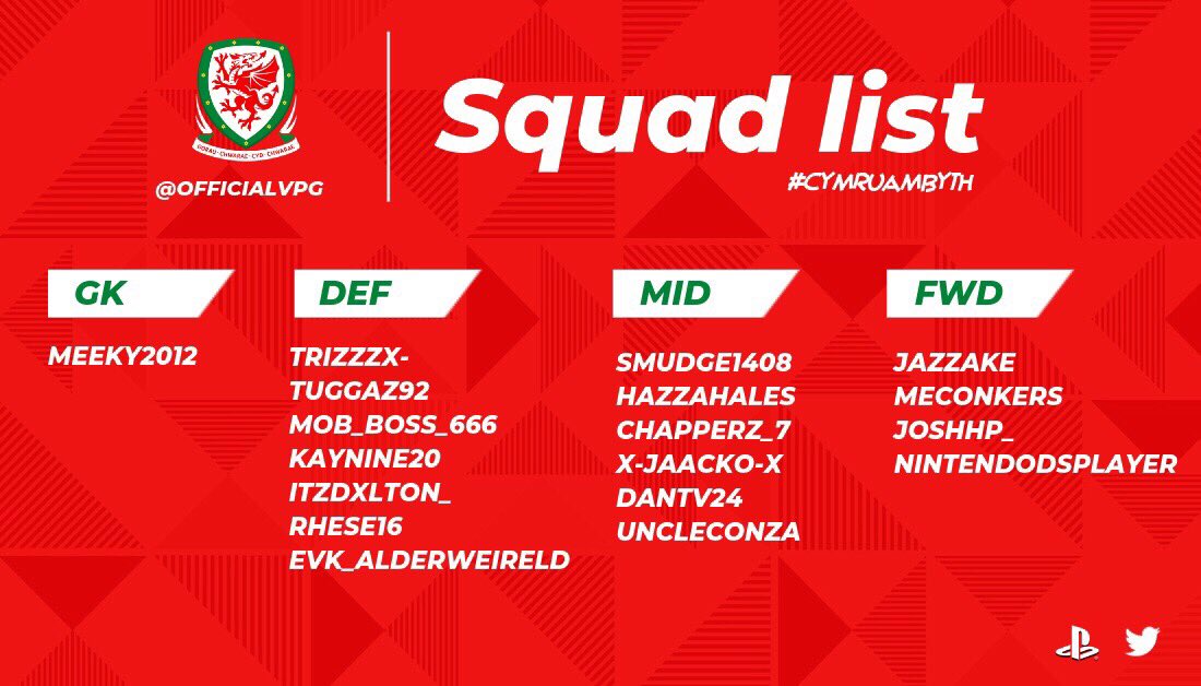 Our squad for upcoming <a href="/VPGWorldCup/">VPG World Cup 🌍</a> which gets underway Friday. <a href="/OfficialVPG/">Virtual Pro Gaming</a> 

Thank you to <a href="/itsawombat_/">Wombat</a> for the GFX❤️
