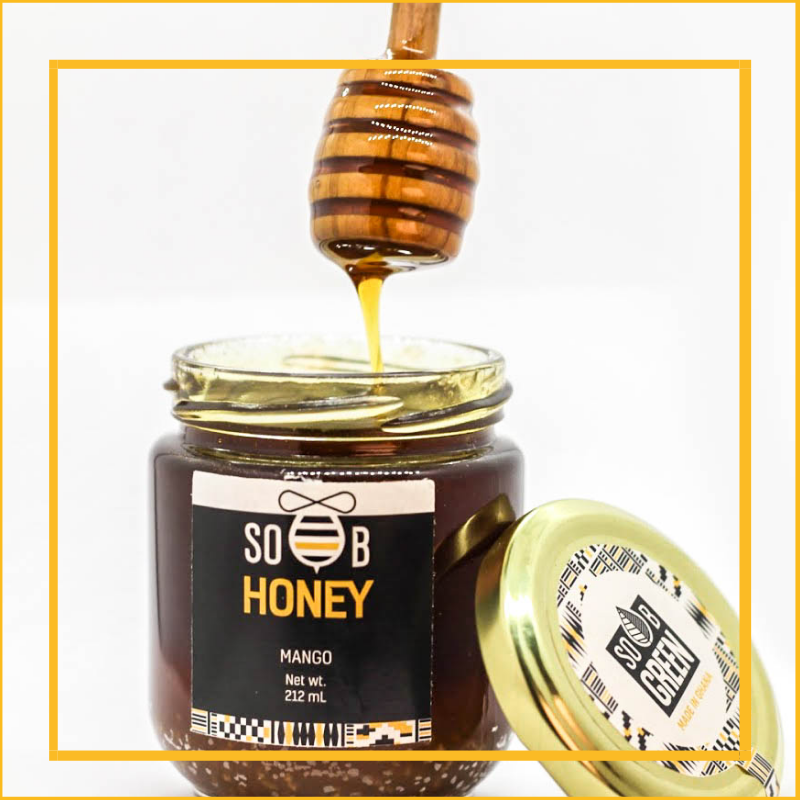 SoBGreen1's tweet photo. In the heart of the Eastern Region, bees are foraging in mango orchards to produce this exceptional single flower honey🐝🍯. The dark color of our Mango Flowers So-B-Honey is characterised by its sweetness and aromas from typical tropical fruits which caress the palate🌴. https://t.co/Uj42M1k6Gq