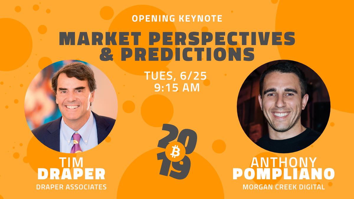 The Bitcoin Conference (@thebitcoinconf) on Twitter photo To kick off #Bitcoin2019, we're excited to share our opening keynote for next Tuesday, June 25th, taking place on our inaugural stage at 9:15 AM. <a href="/TimDraper/">Tim Draper</a> and <a href="/APompliano/">Anthony Pompliano 🌪</a> will be discussing "Market Perspectives and Predictions" on Bitcoin.
We can't wait
bitcoin2019conference.com To kick off #Bitcoin2019, we're excited to share our opening keynote for next Tuesday, June 25th, taking place on our inaugural stage at 9:15 AM. <a href="/TimDraper/">Tim Draper</a> and <a href="/APompliano/">Anthony Pompliano 🌪</a> will be discussing "Market Perspectives and Predictions" on Bitcoin.
We can't wait
bitcoin2019conference.com