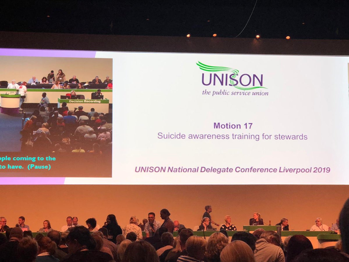 UNISON_scas's tweet photo. Well done to #SCAS speaker today, speaking about #suicideawareness training for @Unison stewards #UNDC2019 https://t.co/TMsoR5DjTK