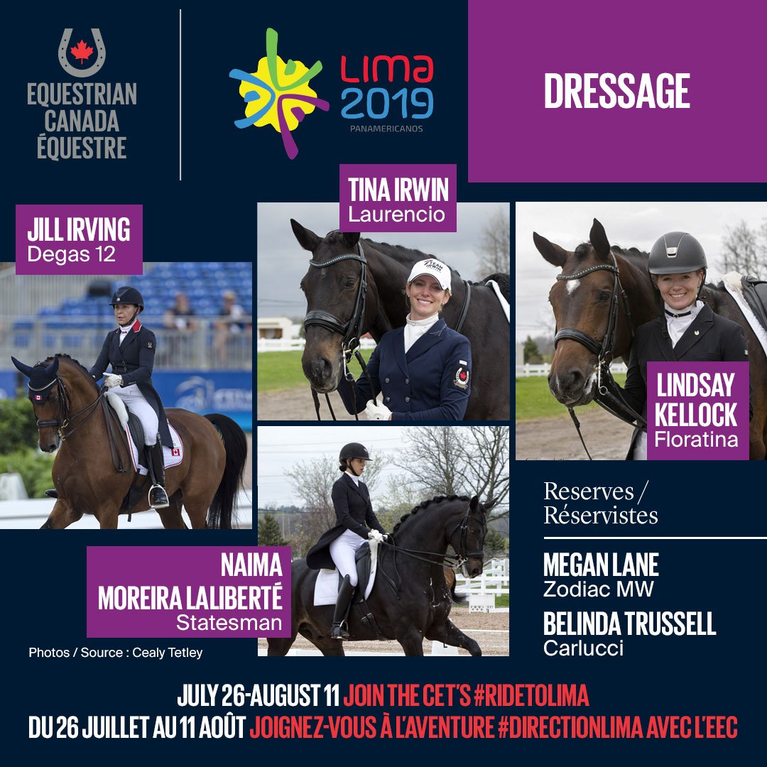 Equestrian_Can's tweet photo. Congrats to the equestrians representing 🇨🇦 at the 2019 Pan Ams in Lima, PER from July 26-Aug 11: https://t.co/7ovXoBGE5C

Bonne chance aux athlètes équestres qui représenteront le 🇨🇦 aux Jeux panaméricains de Lima 2019 du 26 juillet au 11 août au Pérou: https://t.co/cgHbTqkqsA https://t.co/ha9WWtqWWu