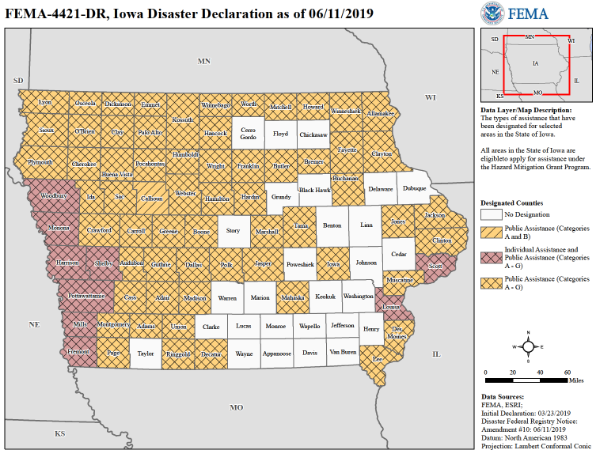 IowaHSEM's tweet photo. The deadline to register with @FEMA &amp; to apply for a low-interest disaster loan is July 1. The 9 Iowa counties designated for federal individual assistance are: Fremont, Harrison, Louisa, Mills, Monona, Pottawatamie, Scott, Shelby, &amp; Woodbury. #iowaflood

https://t.co/oshrFSvMKd https://t.co/y2ZXpJPYCo