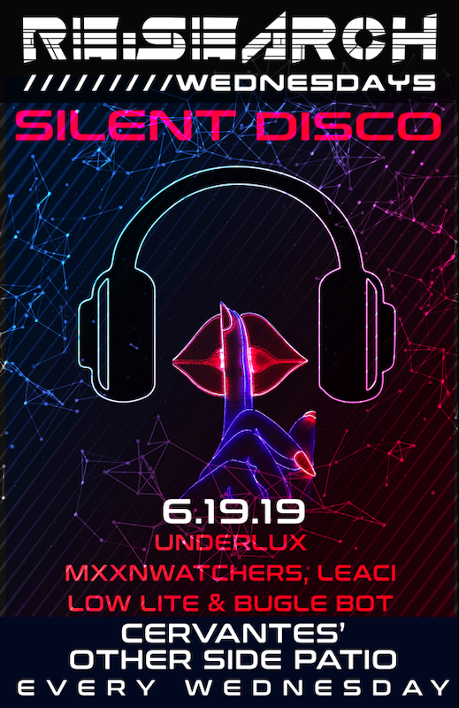 CervantesDenver's tweet photo. #ReSearchWednesdays ft @ProJectAspect is happening TONIGHT!
Be sure to catch our Patio #SILENTDISCO ft #UnderLux, #mxxnwatchers, #Leaci, #LowLite & @BugleBot. Come get down with us!
Tickets: https://t.co/4pa1uPczHJ
Presented by @ECpresents
Supported by @303MHSM & @PartyGuruUS https://t.co/UD31pxf1c8