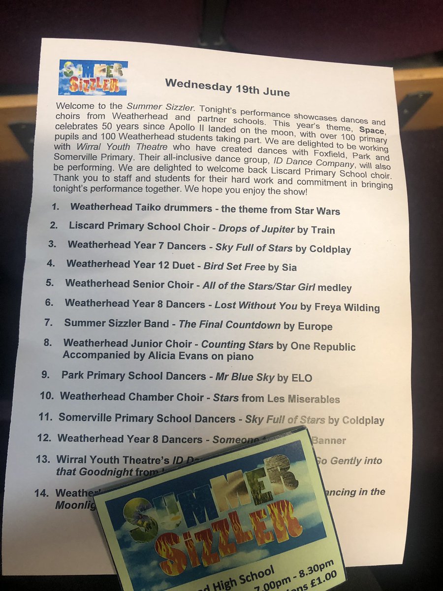 All set for a ‘sizzling’ evening at <a href="/WeatherheadHigh/">WeatherheadHigh</a> enjoying dances and choirs from <a href="/LiscardPrimary/">Liscard Primary Sch</a> and <a href="/SomervilleCH44/">Somerville Primary</a> too!