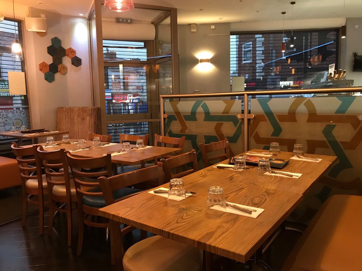 Vista are proud to be a part of this amazing re-furbishment at Kebabish Original Blackburn.  We were able to provide a comprehensive service comprising of our Onepiece wall murals and multiple surface wraps (including the tables) using our unique Architectural Decor Film.