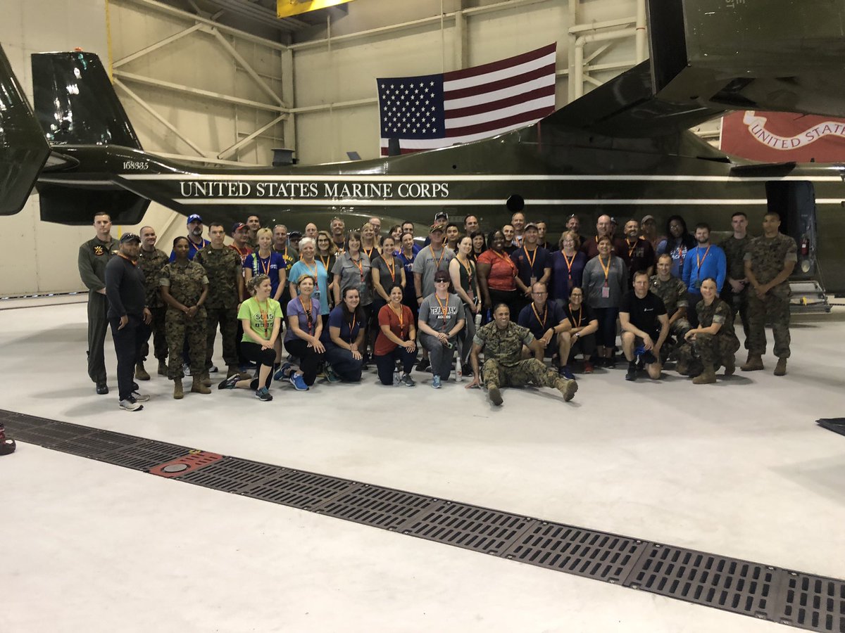 MCRCPAO's tweet photo. Educators tour Marine Helicopter Squadron One (HMX-1) as part of Marine Corps Recruiting Command’s 2019 Educators Workshop. #MCRCWS https://t.co/7glXl9cGLb