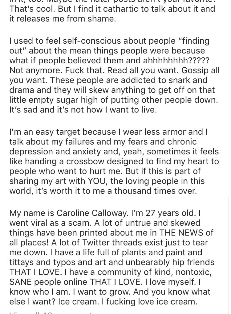 so to catch you up: last night caroline posted my thread and got me a bunch of followers. she also searched her name and posted anyone who mentioned her lol. she then made like 3 posts and 90 stories about twitter