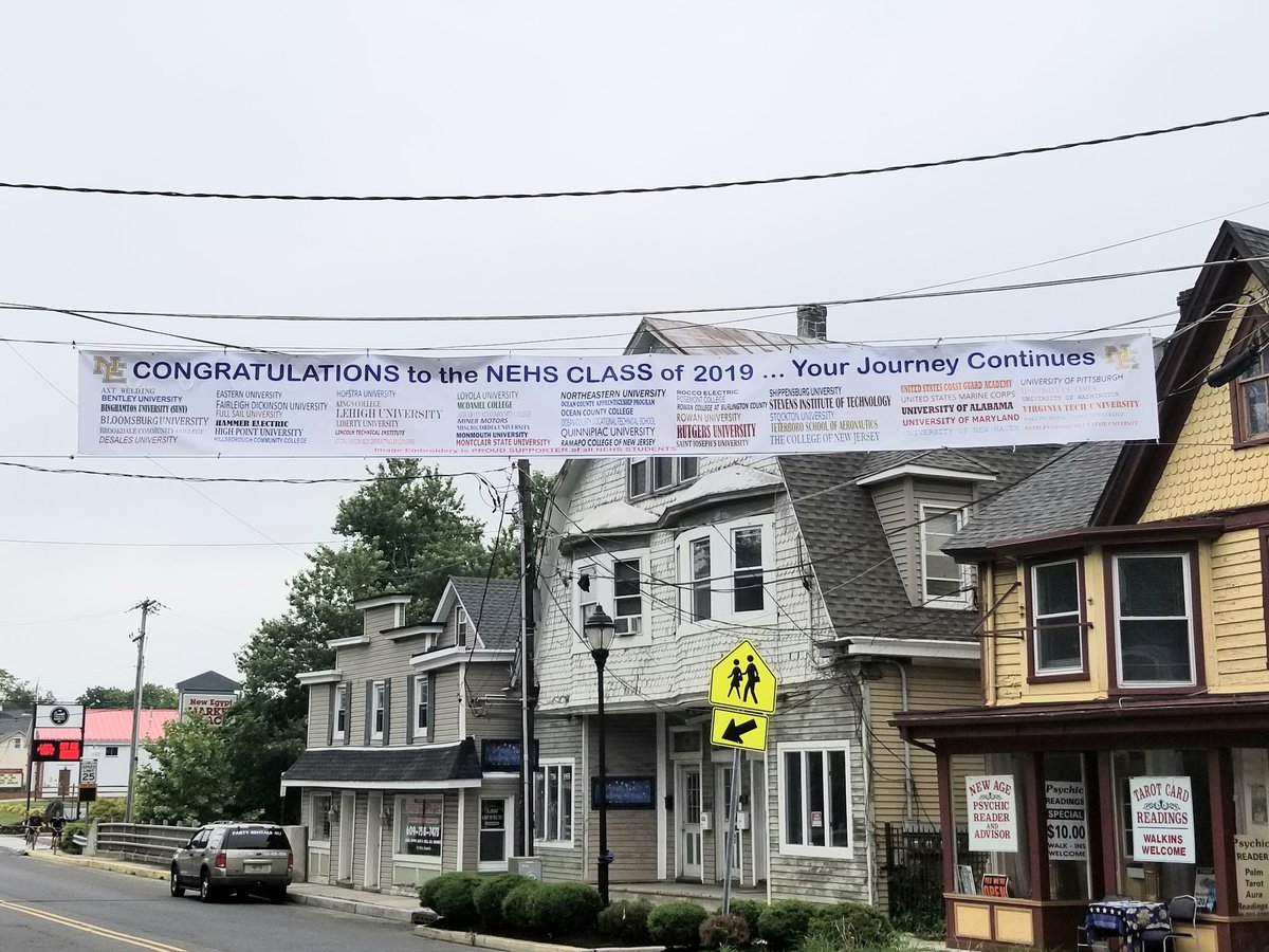 A New tradition begins in our town...
Congratulations to the NEHS Class of 2019!Our town is proud of you all and this is a great example of small town pride!A Special thank you goes out to our Staff, Image Embroidery,  NE Fire Dept and the Senior Class! ! 🎓 Hometown Proud!💙💛