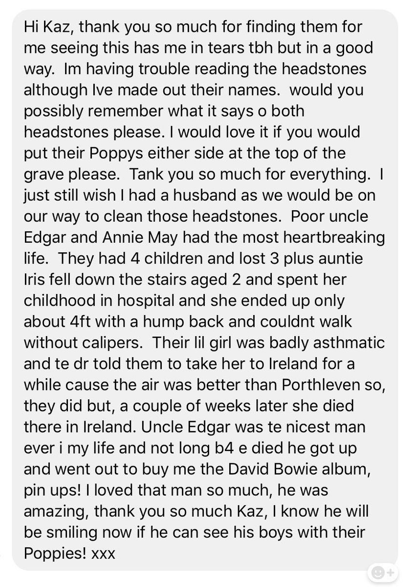Well, PEG have been working a lot in the cemetery since January and now we are at the 'maintenance' stage, (rather than the'restoration' stage that was needed) we can start helping individuals who can't get to their relatives' graves themselves.
Here's one touching story :