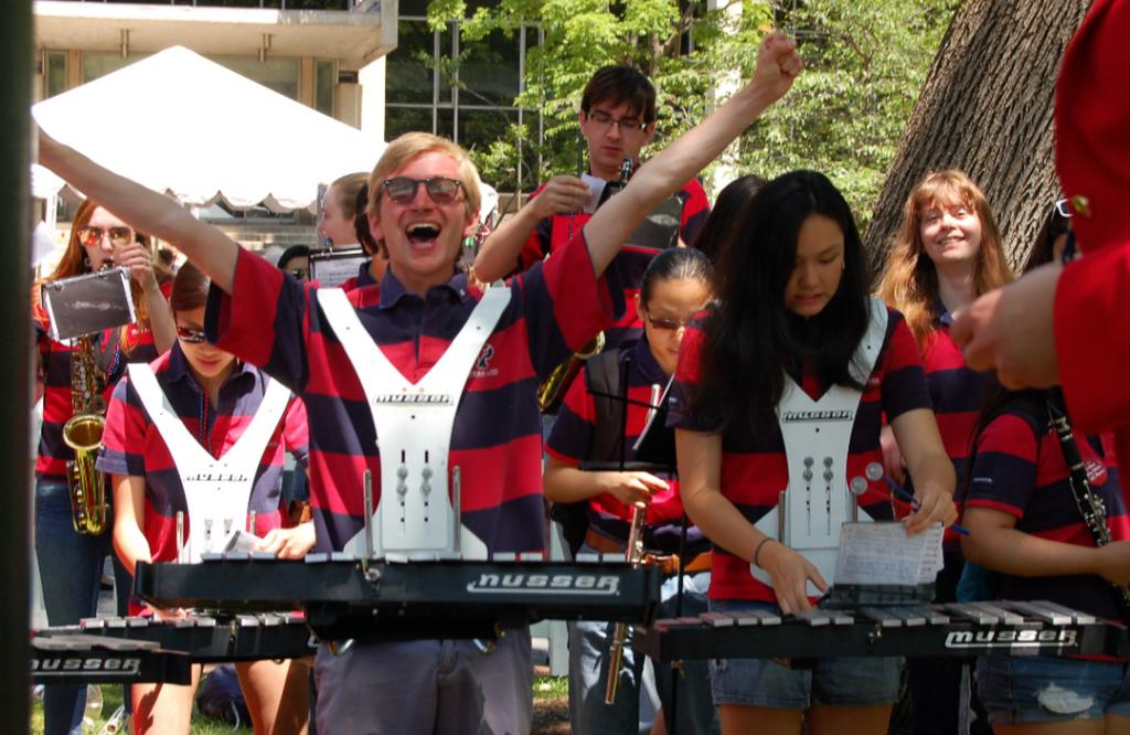 PennBand's tweet photo. @PBDrumline seems hectic but they always pull it together to put on a great show. "The best way to describe drumline is controlled chaos. Drumline's energy never wavers; as the heartbeat of the band, I believe that's exactly the way it should be," says sophomore Landon Butler. https://t.co/fAswyxHOwk