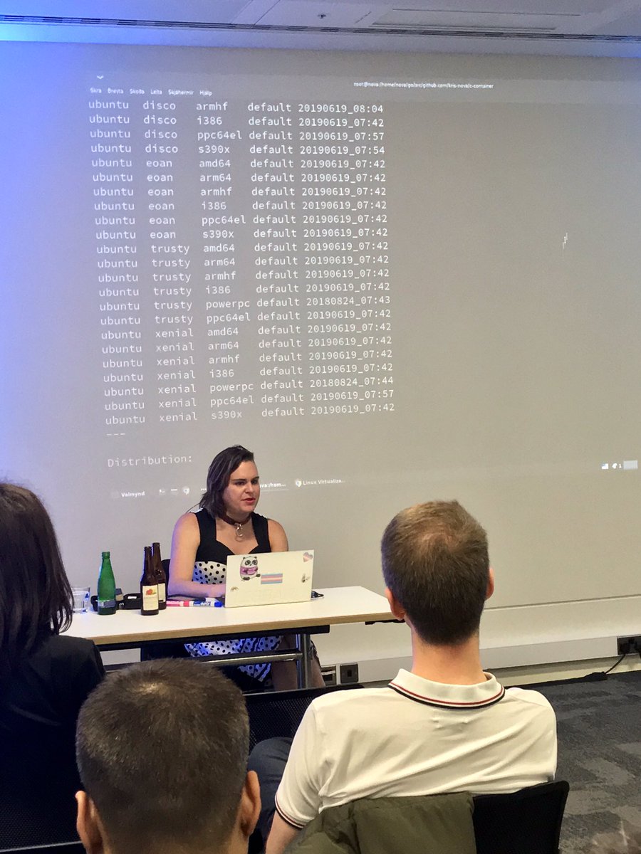 MeganKSlater's tweet photo. Thrilled to be joined by @krisnova at this month’s #CloudMatters! Learning all about using containers in archlinux, virtual machines, kernels and more 😄 https://t.co/KowLT7Ezq5