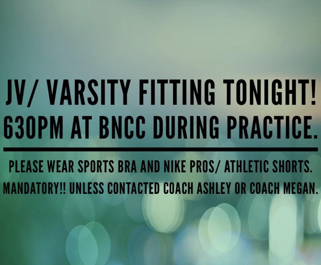 Don’t miss out on another amazing season with East Cheer! JV and Varsity fittings tonight!