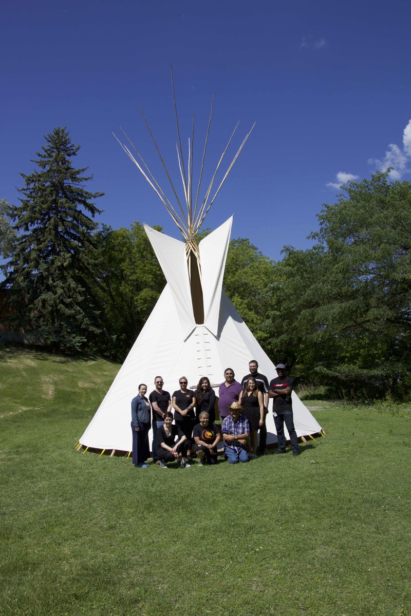 NCTR_UM's tweet photo. The NCTR team, with the guidance and teachings of Carl Stone and Justin Rasmussen, raised the NCTR's new Teepee today. All nations teachings can be different and like the polls we can be stronger together. #Teepeeteachings #TruthB4 https://t.co/wjEdV2RN38