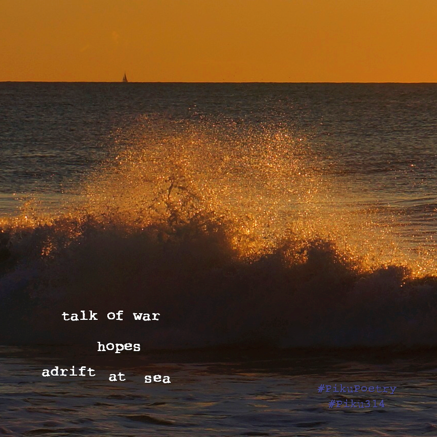 piku_poetry_314's tweet photo. 🥧
.
talk of war
hopes
adrift at sea
.
#BookishTues #prompt #sea #PikuPoetry #Piku314 #PikuVerse #BeatPoetry #tinypoem #8syllables #VoMoPo #Binkstuff #JustDelmarvalous #shahai314 #haiku #haiga #senryu #shahai #piehai #wordplay #pie #pi #shortverse #poem #microstory #BeatPoetry https://t.co/d7qwiMxV8T