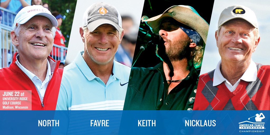 jacknicklaus's tweet photo. With @BrettFavre at 6-foot-2, @tobykeith at 6-3 and my good friend Andy North at 6-4, I’ll just bring the “short” game. 😉
Seriously, look forward to teeing it up &amp; having fun with these 3 great men at @amfamchamp!
To my partner on Saturday: Play hard Brett! 😁
@pgatourchampions https://t.co/iXKu9oszy7