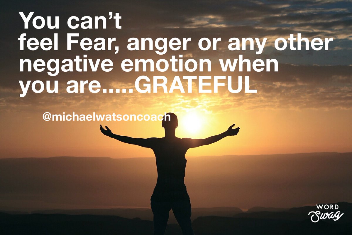 michaelwatson22's tweet photo. In a state of gratitude you can’t feel any negative emotion. It is a peak performance state! #confidencecoach #lifecoach #bemyguru #learning #gratitude #positivityquotes #grateful #joy #bestlife #motivation #work #workwithme #life #change #growth #joy #happiness #laughter #loa https://t.co/A0yfU4sGA3
