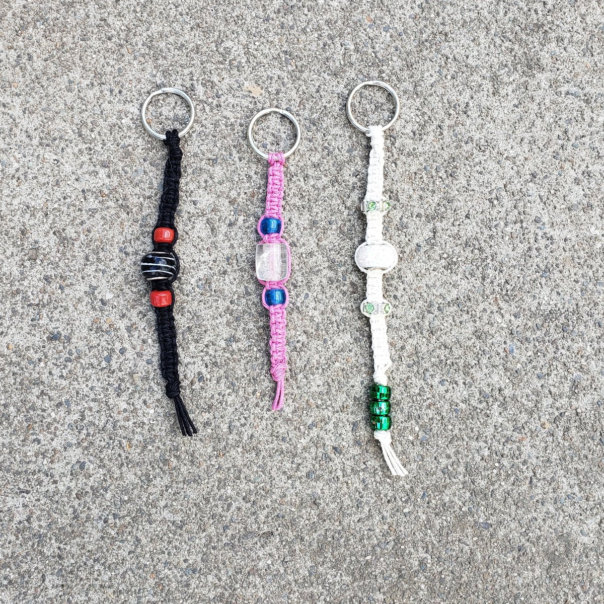 knottyintrovert's tweet photo. Here's a shot of the first 3 #hempkeychains I've worked up so far, &amp; there's more to come 😊 DM me to purchase or to #customorder one of your own (they also make great gifts) #commissionsopen #hempcord #hemptique #hemptiquecraft #macrame #accessories #knotty_introvert_creations https://t.co/jlMFdYD38j