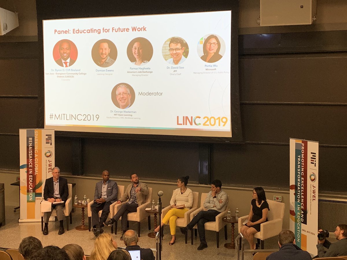 callaurrea's tweet photo. What an amazing conversation by this great list of panelists talking about “educating for future work”... they spoke about the importance of helping people develop skills such as EMPATHY, problem solving, creativity, communication and learn to learn. #MITLINC2019 https://t.co/EXSfYqbaI1