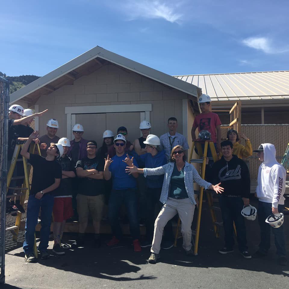 Our Geometry Construction Class built our Natural resource program a storage shed. Putting learning into action.  Nice work!