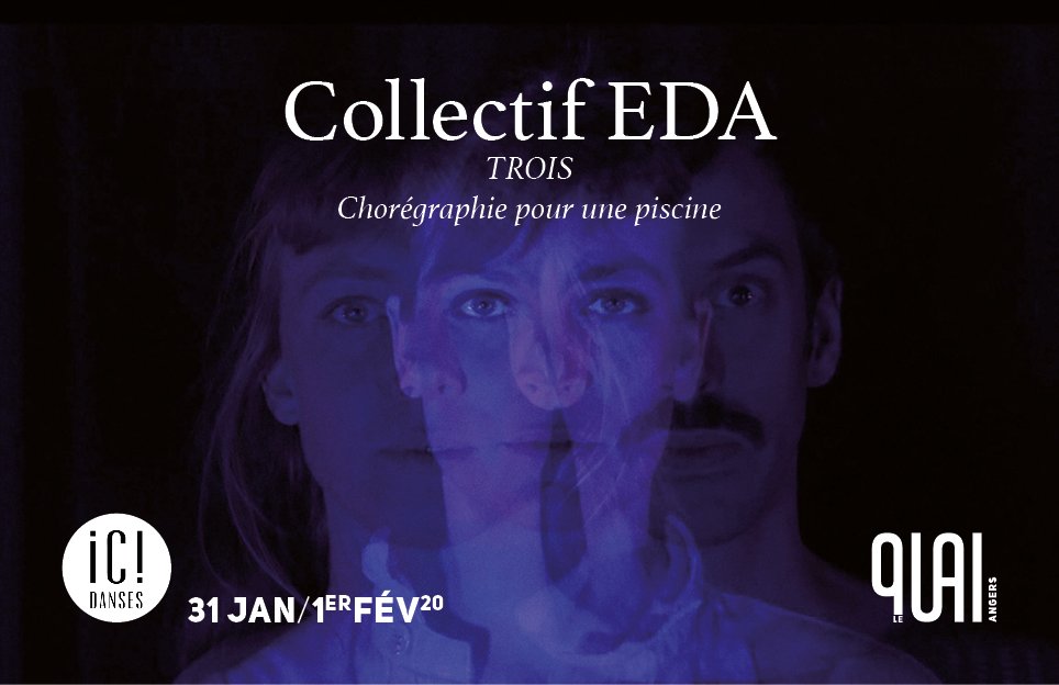 LeQuai's tweet photo. [DANSE] #iciDanses
Chorégraphie pour une piscine
Interrogeant sans cesse le rapport entre le corps et l’espace, le #collectifEDA investit 
une piscine municipale et y réinvente 
sa chorégraphie.
#TROIS
•••••31 JAN 1er FEV•••
#LeQuai1920 @CNDCangers #Angers #CultureAnge https://t.co/xgj7hLaK4m