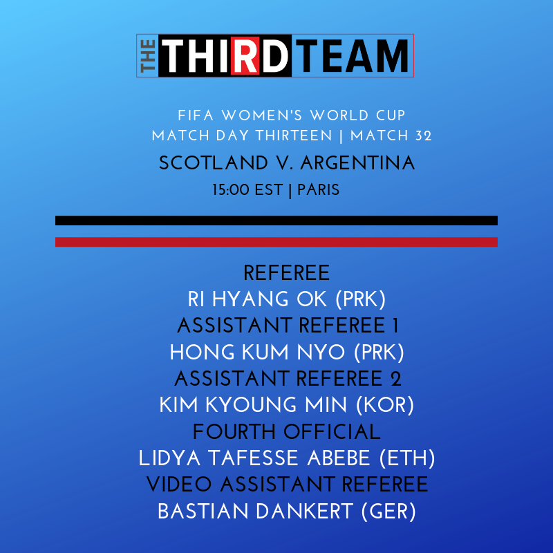 TheThiRdTeam3's tweet photo. Second game out for this trio in this tournament! Don't miss Referee Ri Hyang Ok as she experiences her fourth and final Women's World Cup as a player/referee. #Legend #AlwaysReachingHigher
#FIFAWWC #FIFA #DaretoShine #ReachHigher #TheThirdTeam #Referees #SCOARG #AFC https://t.co/uNsFxavhCX