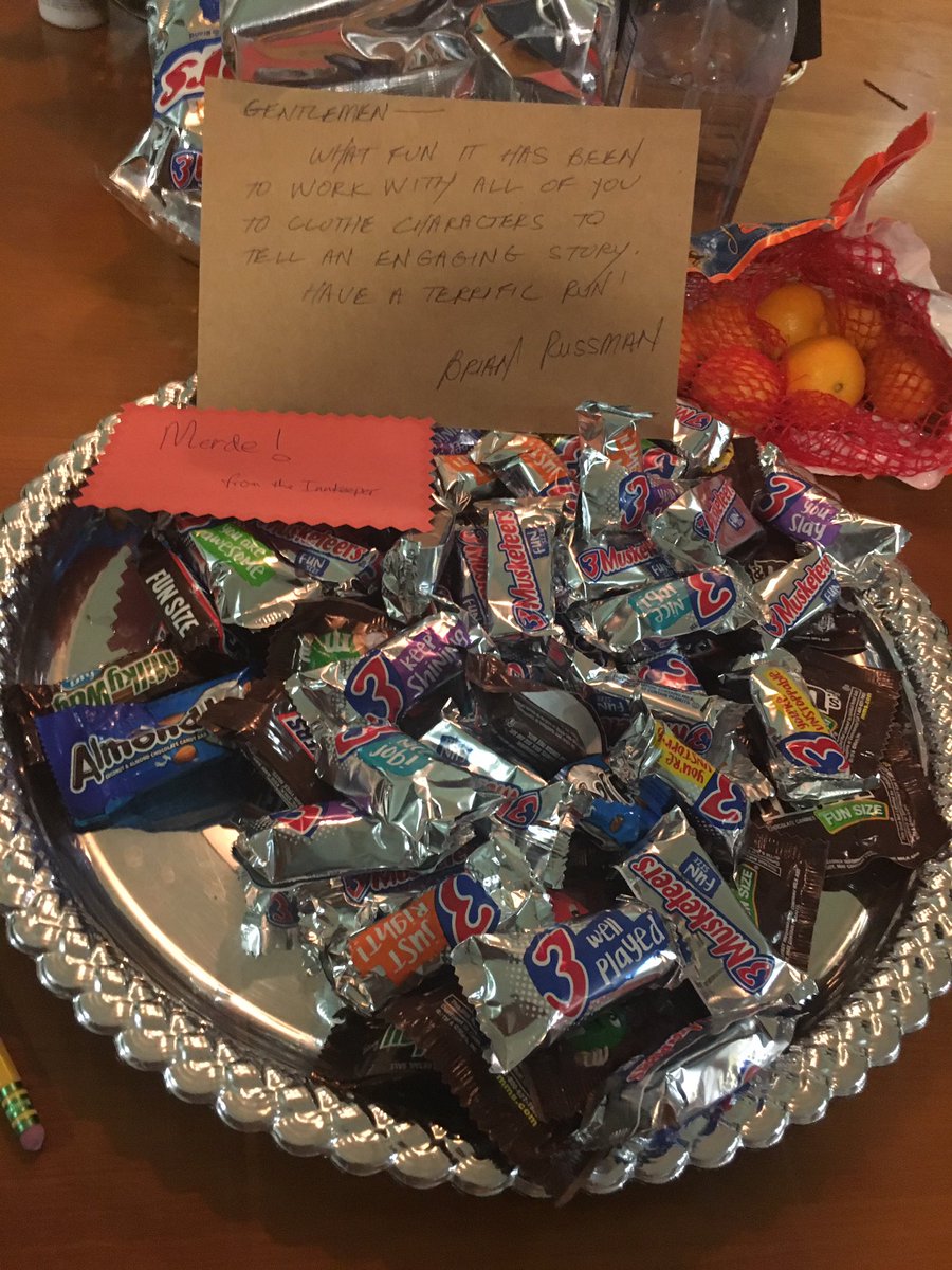 SordeletInc's tweet photo. Some #threemusketeers for our Three Musketeers company – keeping us fueled for a 9 show week ⚔️ https://t.co/iW61hs1PuL