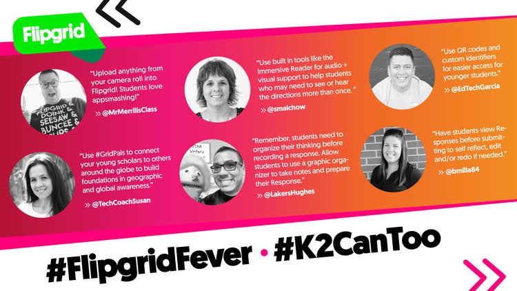 annkozma723's tweet photo. 💭Do you teach PreK-2nd grade?

💚Check out these awesome tips from @LakersHughes on how you can @flipgrid with young scholars! 

🔗https://t.co/dKTOe3KVmM

#FlipgridFever #K2CanToo https://t.co/xJog1ZnXO4