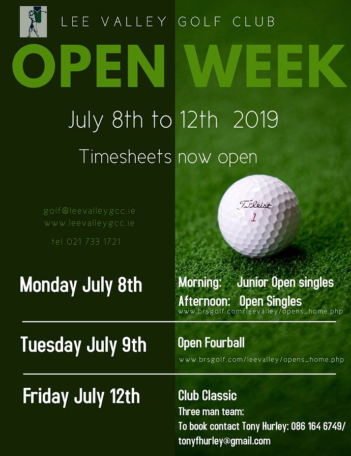 Lee Valley Open week coming soon 8th - 12th July